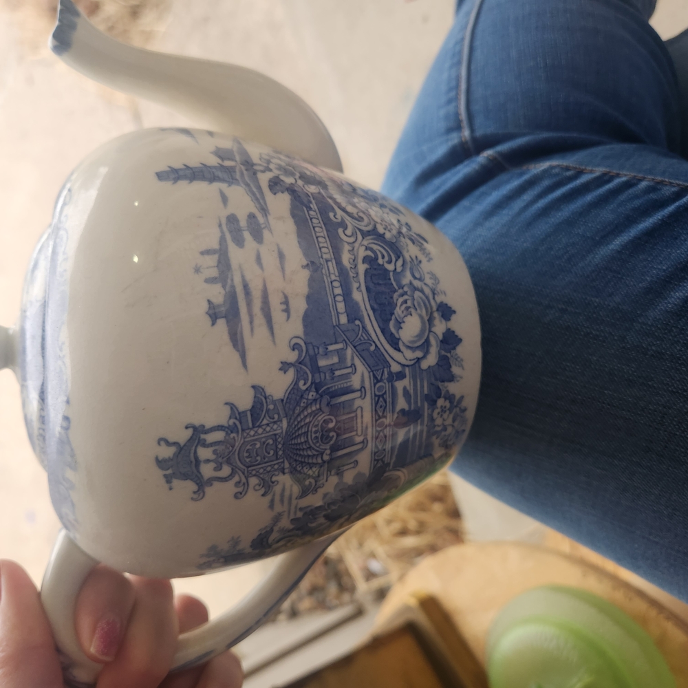 Blue and White Ceramic Teapot